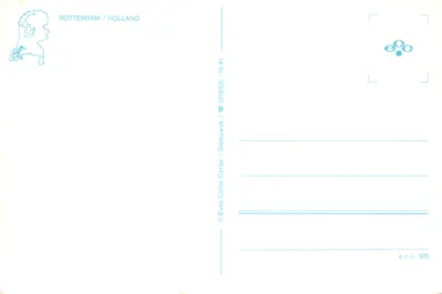 Rotterdam/Hollande — tour de la KPN, pont levant, fleurs de tulipes, quai de bateaux — éditeur Euro Color Cards / Sleeuwijk — पीछे