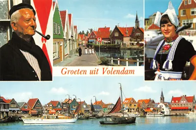 Volendam — vue panoramique du port et de la ville — éditeur Euro Color Cards / Sireeuwijk