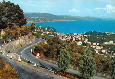 S. Margherita Ligure — vue panoramique depuis une route sinueuse — éditeur Milano Dep. n° SM/4