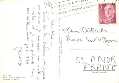 Pollensa — Pont romain — Éditions BOHIGAS, n° 1115 — पीछे