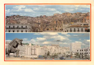 Algérie — vue panoramique de la ville et statue du penseur — Éditions Ibn-Khaldoun