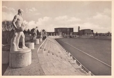 Foro Mussolini — stade et statues athlétiques — éditeur Enrico Verdesi, n° 182