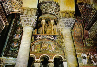 Basilique de S. Vitale — Mosaïques de la paroi gauche du presbytère — Éditeur SALBAROLI, n° 32032