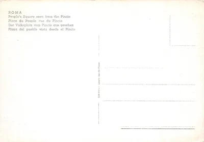 Roma - Piazza del Popolo vista dal Pincio — vue panoramique avec obélisque central et dôme du Vatican en arrière-plan, éditeur G. Capezzi Milano — पीछे