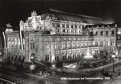 Vienne, Staatsoper lors d'une illumination festive — éditeur H. Assmann, n° 926