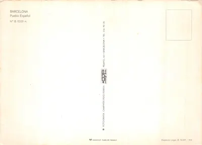 Barcelone — Pueblo Español — éditeur PELAYO, n° B. 0202 m — पीछे