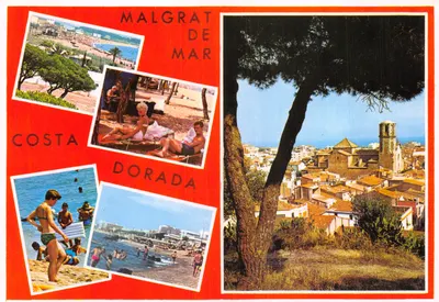 Malgrat de Mar — vue panoramique et scènes de plage — éditeur Pergamino, n° 578