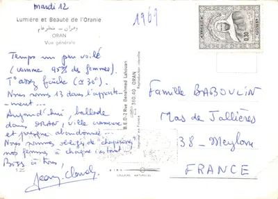 Vue générale d'Oran — Port et ville depuis un promontoire — Imprimé sur la carte par SIRA COULEURS NATURELLES — Verso