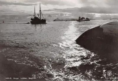 Lofoten — Solgjitter — éditeur Eberh. Oppi's Kunstforlag Oslo, n° 1480-S
