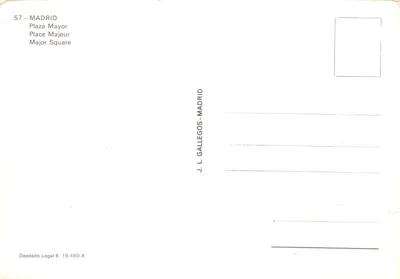 Madrid — Plaza Mayor — editor J. L. GALLEGOS-MADRID n° 57 — Verso