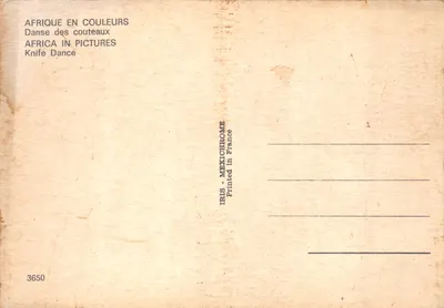 Danse des couteaux — scène de danse rituelle avec un danseur en vol — éditeur IRIS-MEXICHROME, n° 3650 — पीछे