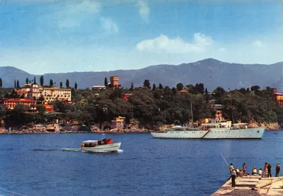 S. Margherita — vue du port avec bateau et montagnes — éditeur S. MARGHERITA, n° 552