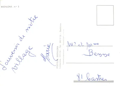 Badalona — vue de la plage et du monument — éditeur POSTALES BADALONA n°3 — पीछे
