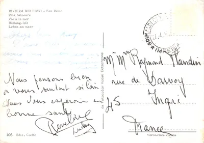 San Remo — Vue balnéaire — Ediz. Gieffe n°106 — पीछे
