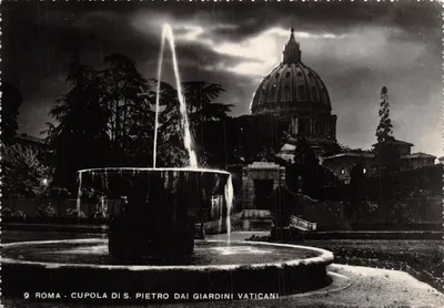 Roma - Cupola di S. Pietro dai Giardini Vaticani — éditeur VERA FOTOGRAFIA RIPR. VIETATA