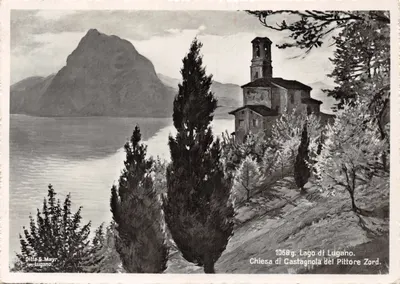 Lago di Lugano — Chiesa di Castagnola du pittore Zord — Ditta G. Mayr, Lugano, n° 1068g