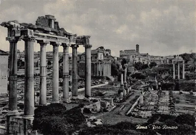 Roma - Foro Romano — vue des ruines du Forum Romain avec colonnades, éditeur Stock Géodéon, Genève Capitale-Milano