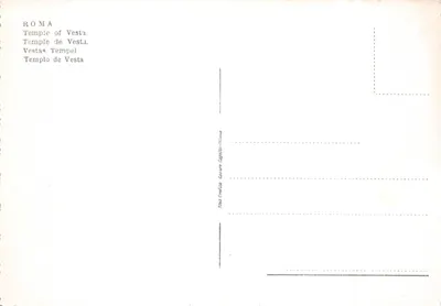 Roma - Tempio di Vesta — temple circulaire entouré d'arbres, éditeur Stab. Grafica C. Caprile - Milano — पीछे