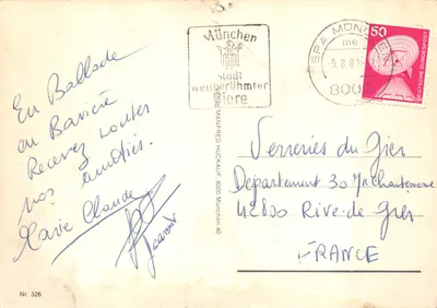 Berchtesgaden — vue panoramique du centre-ville avec édifice à tour ronde et montagne enneigée — éditeur non visible, n° de série 326 — पीछे