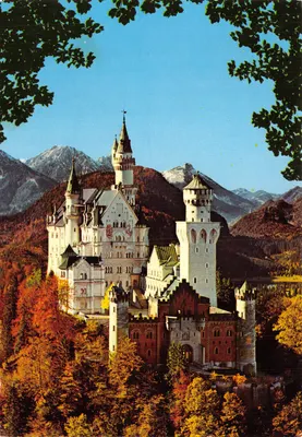 Château de Neuschwanstein — vue panoramique avec forêt d'automne — éditeur Kordas, n° 450.130