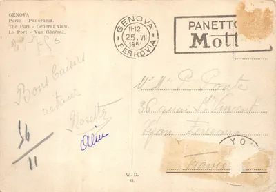 Genova — Vue panoramique du port — éditeur Panetto Mott — पीछे