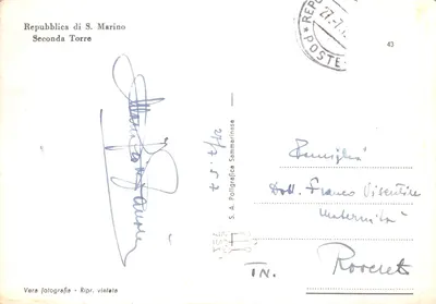 Château de la Seconde Torre — Repubblica di S. Marino — éditeur S.A. Poligrafica Sammarinese, n° 43 — पीछे