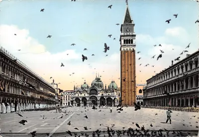 Piazza San Marco — vue avec le Campanile et la basilique — Ed. Borgogni Stefano, Venezia