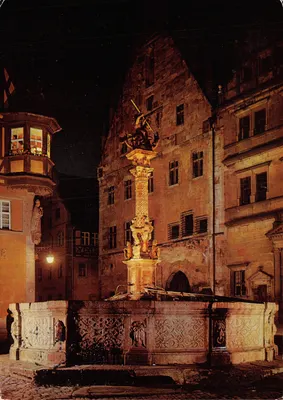 Rothenburg ob der Tauber — St. Georgsbrunnen (fontaine Saint-Georges) — éditeur A. Ohmayer
