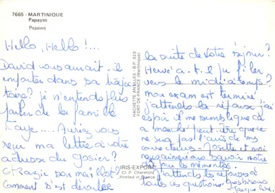 Papayes — Martinique — Hachette Antilles — पीछे