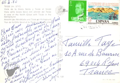 Vue de la côte nord de Ténérife — Teide en arrière-plan — éditeur EUROAFRICANA DE CANARIAS, S.A. n° 130 — पीछे