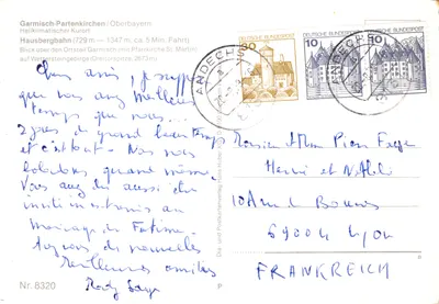 Dreitorspitze, 2673 m — sommet enneigé avec téléphérique Hausbergbahn — éditeur Die Postkartenverlag Hans Huber — पीछे