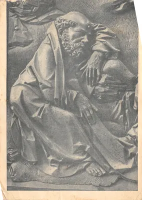 Pierre en Gethsémane — statue du sanctuaire de Rothenburg o.T. — éditeur Reich & Heiderich, Hambourg