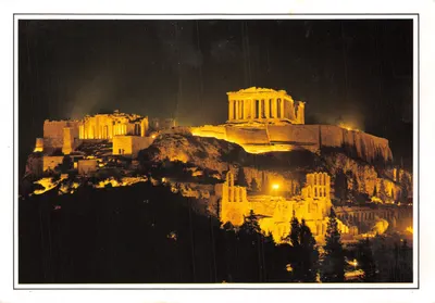 Athènes - Acropole vue de nuit — imprimé en Grèce