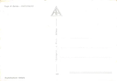 Lago di Garda - Gargnano — vue du lac avec voiliers et cité au bord de l'eau — éditeur A. Preda, Milan — पीछे