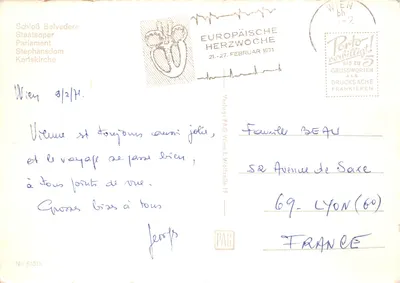 Vienne — vue des monuments (Schloss Belvedere, Staatsoper, Stephansdom, Karlskirche) — Verlag: PAG Wien, L. Wollzeile 19, n° 51315 — पीछे