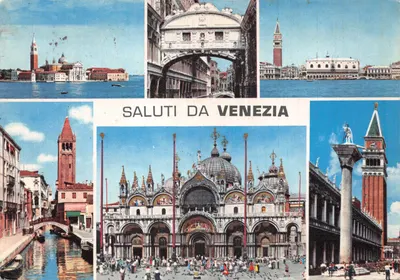 Ville de Venise — vue panoramique avec le Pont du Diable, la basilique Saint-Marc et le campanile — éditeur ARDO - Venezia