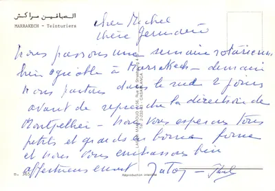Marché de Marrakech — Teinturiers — éditeur LARBI MAMMOUD — पीछे