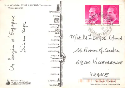 L'HOSPITALET DE L'INFANT — vue aérienne du port et de la plage — POSTALES I.B.G — पीछे