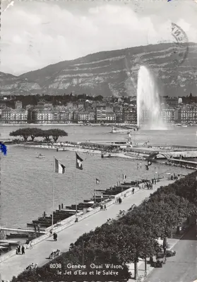 Genève Quai Wilson — le Jet d'Eau et le Salève — Édition Jäger