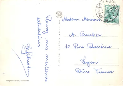 Genève Quai Wilson — le Jet d'Eau et le Salève — Édition Jäger — पीछे