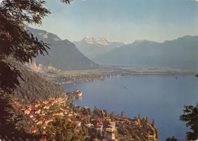 Territet - Plaine du Rhône — vue panoramique du lac avec montagnes enneigées — C17 Librairie Marguerat (Photo SPRL)