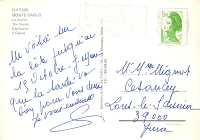 Le Casino de Monte-Carlo — vue du bâtiment principal — Éditions d'Art Altari, N° 5509 — पीछे