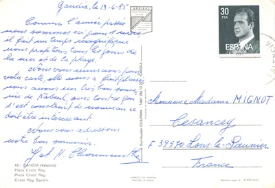 Gandia — Place Cristo Rey — Éditeur ARRIBAS — पीछे