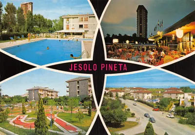 Jesolo Pineta — vue panoramique de l'hôtel et de ses installations — Ed. Mag. ni Fayallti