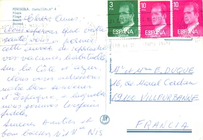 Peñíscola — vue de la plage et des immeubles — éditeur JDP, n° 4 — पीछे