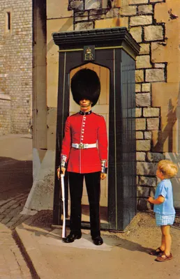 Coldstream Guard — sentry duty at a stone sentry box — The Photographic Greeting Card Co. Ltd., London, n° 542