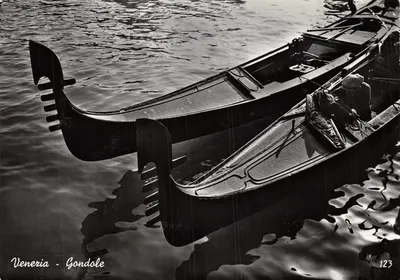 Vénétie - Gondoles — vue de gondoles en eau, éditeur FOTOCOLORE - TORINO, n° 123