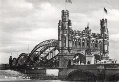 Hamburg — Elbbrücke avec ses tours gothiques — éditeur K. W. H., n° 40 B