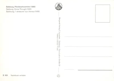 Salzbourg, Pferdeschwemme (1695) — fontaine ornée de fresques équestres et statue centrale — Bergwelt Verlag C.Jurischek — पीछे