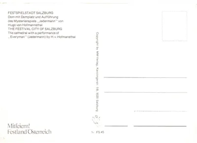Salzbourg — Cathédrale et place du Dom — éditeur MM-Verlag, n° FS 45 — पीछे